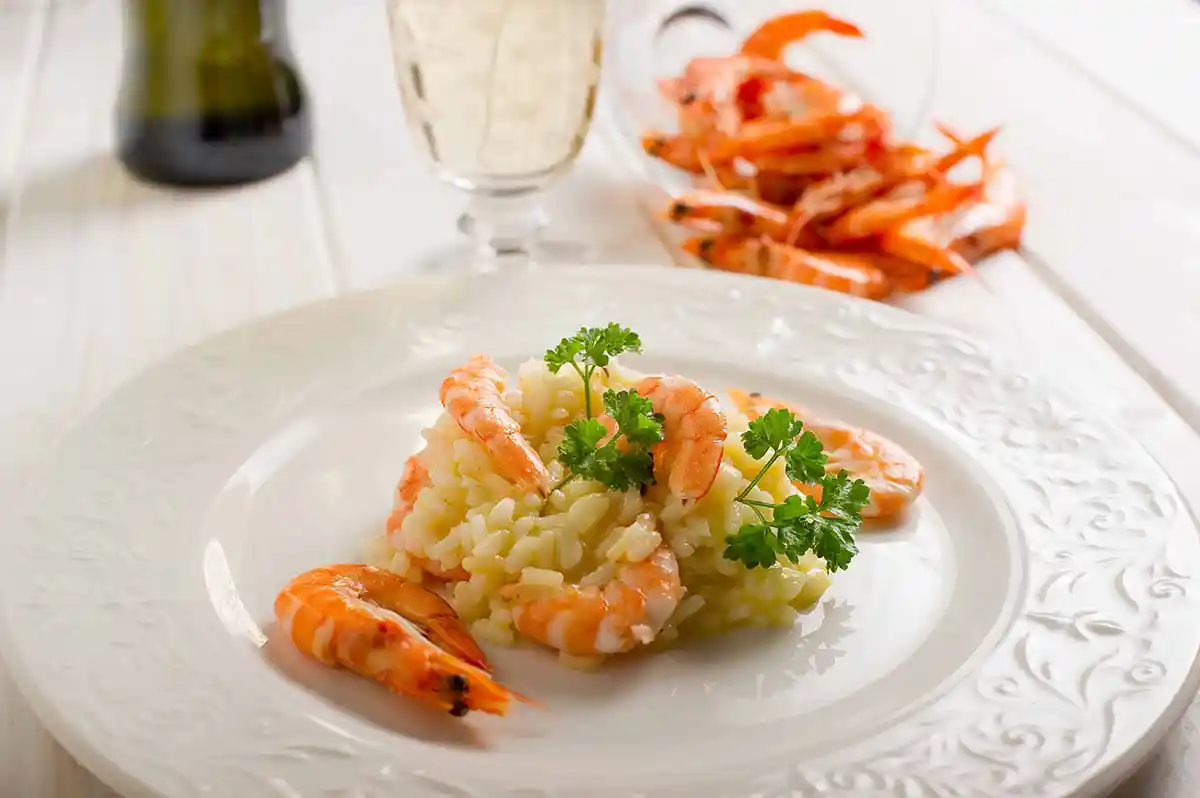 Risotto spumante e scampi